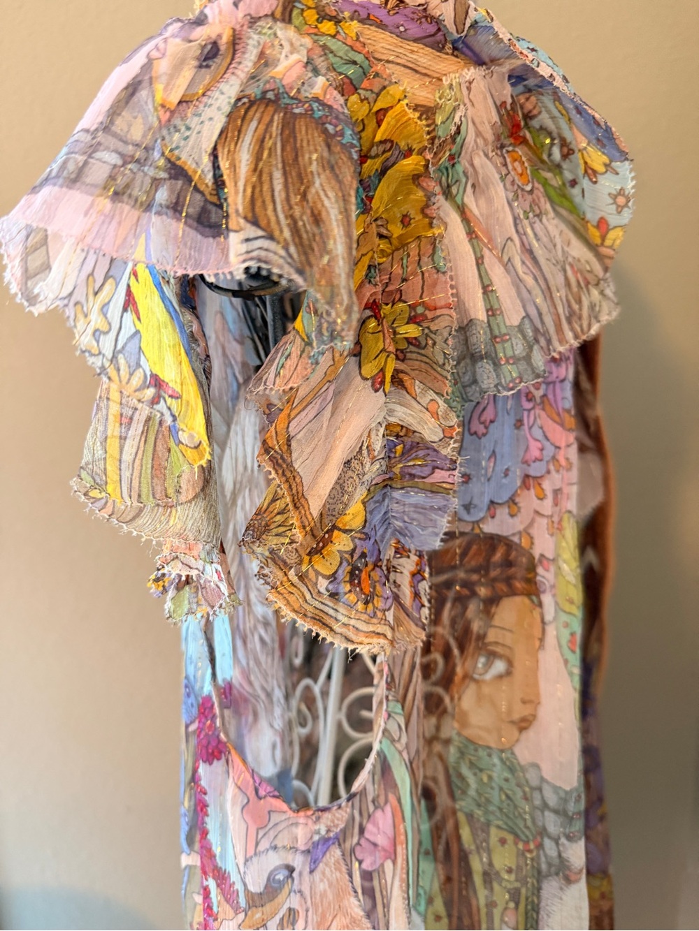 Zimmerman Silk Paisley Print Ruffled cap Sleeved Blouse with Velvet Bow Tie - Picture 7 of 10